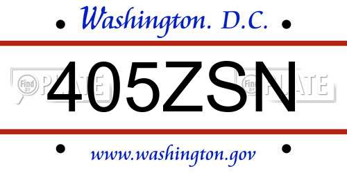 405ZSN District Of Columbia License Plate