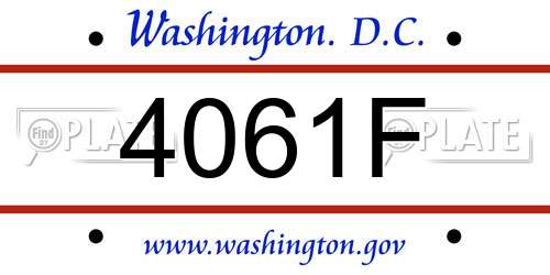 4061F District Of Columbia License Plate