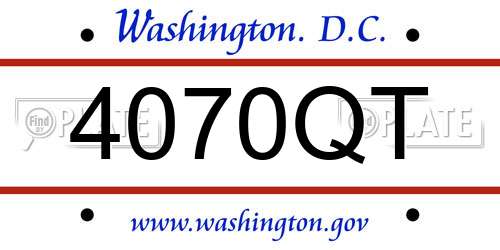 4070QT District Of Columbia License Plate