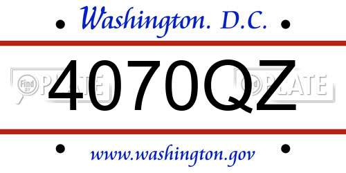 4070QZ District Of Columbia License Plate