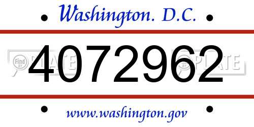 4072962 District Of Columbia License Plate