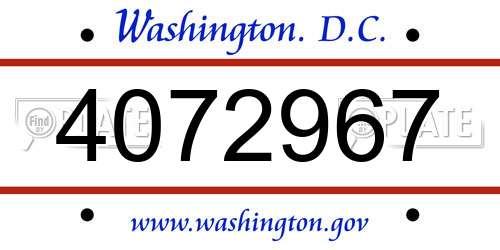 4072967 District Of Columbia License Plate