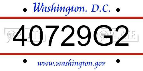 40729G2 District Of Columbia License Plate