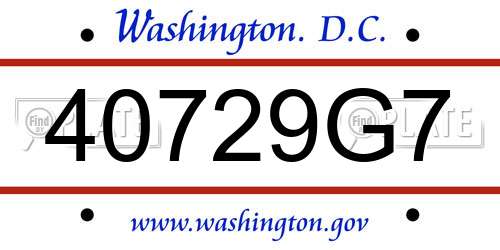 40729G7 District Of Columbia License Plate