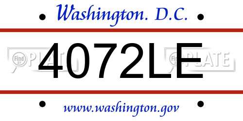 4072LE District Of Columbia License Plate