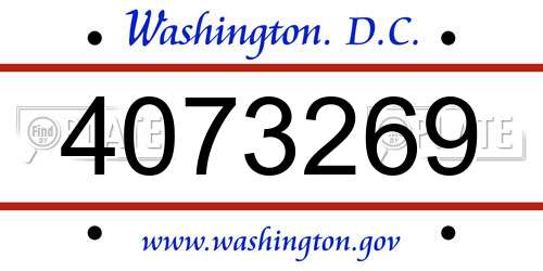 4073269 District Of Columbia License Plate