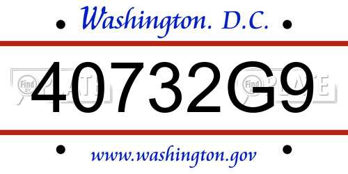 40732G9 District Of Columbia License Plate