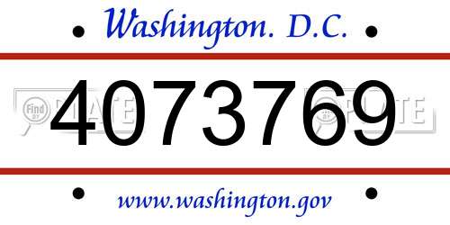4073769 District Of Columbia License Plate