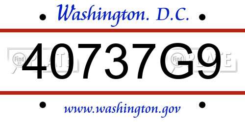 40737G9 District Of Columbia License Plate