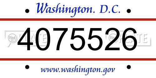 4075526 District Of Columbia License Plate