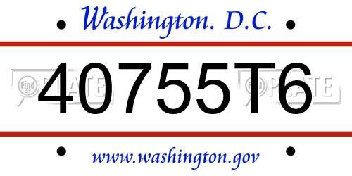 40755T6 District Of Columbia License Plate