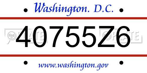 40755Z6 District Of Columbia License Plate