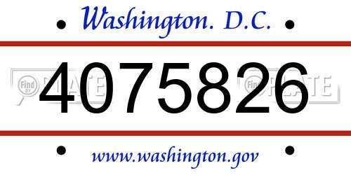 4075826 District Of Columbia License Plate