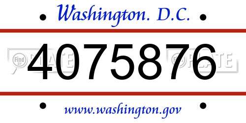 4075876 District Of Columbia License Plate