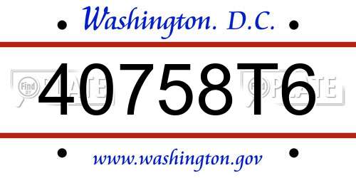 40758T6 District Of Columbia License Plate