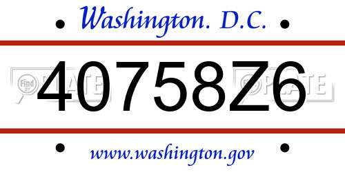 40758Z6 District Of Columbia License Plate
