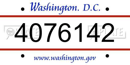 4076142 District Of Columbia License Plate