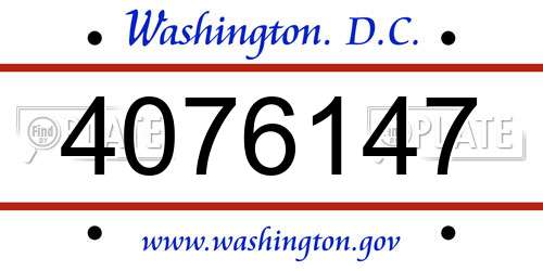 4076147 District Of Columbia License Plate
