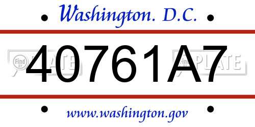 40761A7 District Of Columbia License Plate