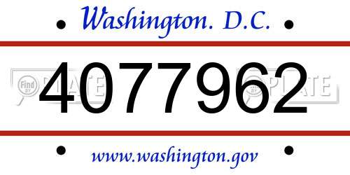 4077962 District Of Columbia License Plate