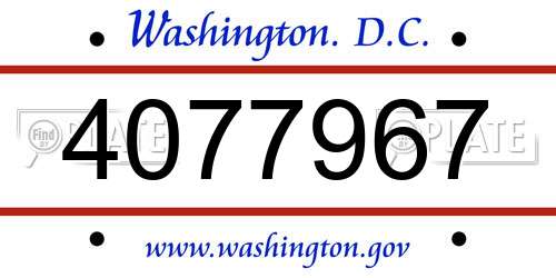 4077967 District Of Columbia License Plate