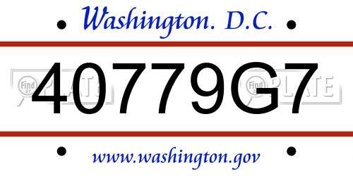 40779G7 District Of Columbia License Plate