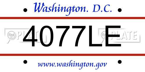4077LE District Of Columbia License Plate