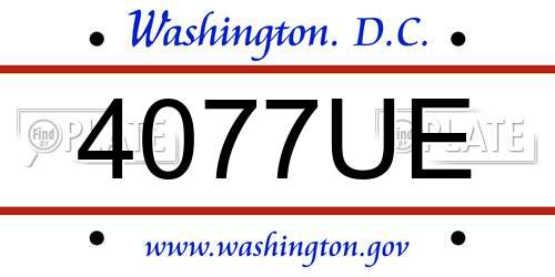4077UE District Of Columbia License Plate