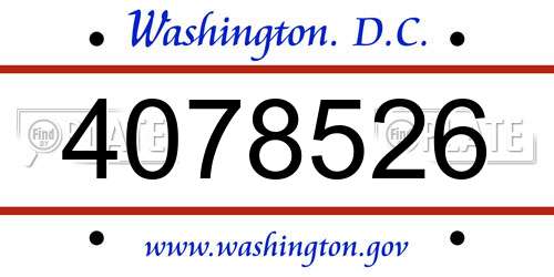 4078526 District Of Columbia License Plate