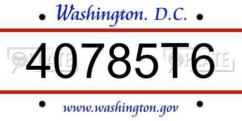 40785T6 District Of Columbia License Plate
