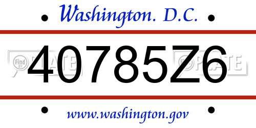 40785Z6 District Of Columbia License Plate