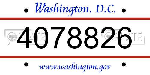 4078826 District Of Columbia License Plate