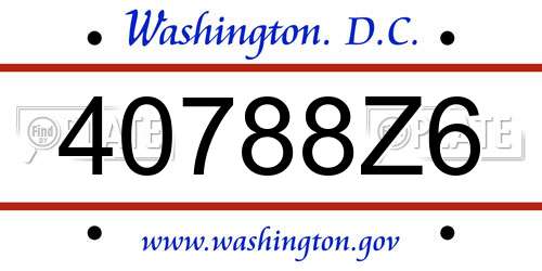 40788Z6 District Of Columbia License Plate