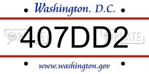 407DD2 District Of Columbia License Plate