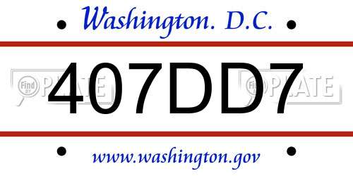 407DD7 District Of Columbia License Plate
