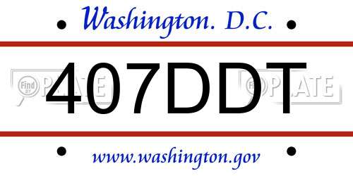407DDT District Of Columbia License Plate