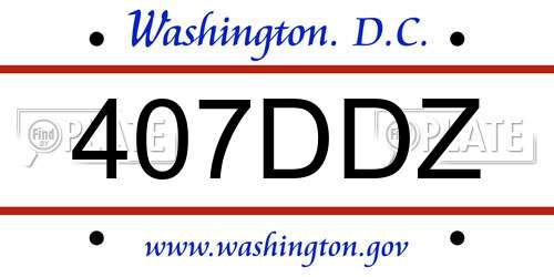 407DDZ District Of Columbia License Plate