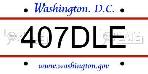 407DLE District Of Columbia License Plate