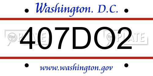 407DO2 District Of Columbia License Plate