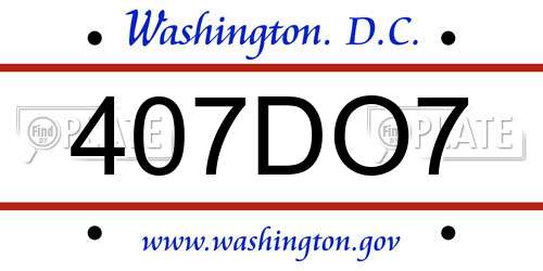 407DO7 District Of Columbia License Plate