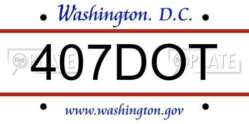 407DOT District Of Columbia License Plate