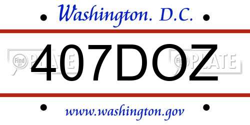 407DOZ District Of Columbia License Plate