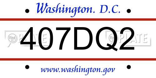 407DQ2 District Of Columbia License Plate