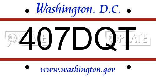 407DQT District Of Columbia License Plate
