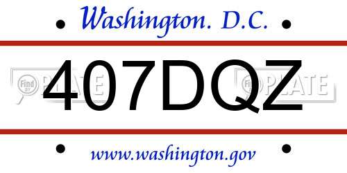 407DQZ District Of Columbia License Plate