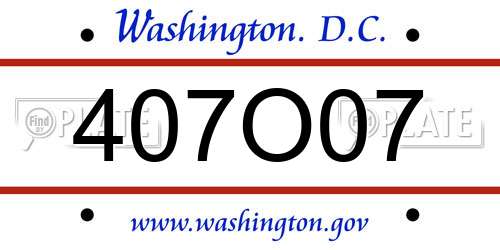 407O07 District Of Columbia License Plate