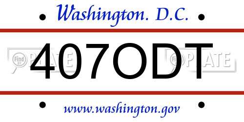 407ODT District Of Columbia License Plate