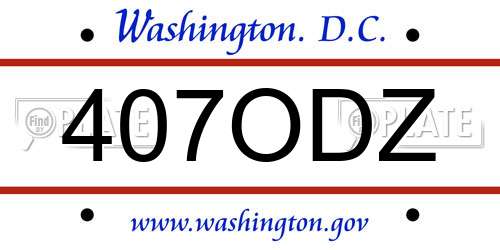 407ODZ District Of Columbia License Plate