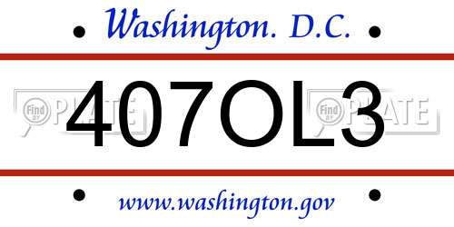 407OL3 District Of Columbia License Plate