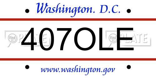 407OLE District Of Columbia License Plate